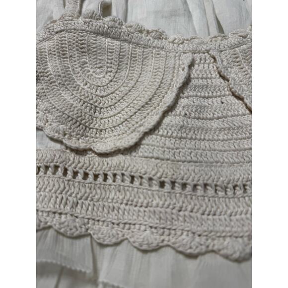 ULLA JOHNSON Gisella ruffled Ivory crocheted cotton-trimmed ramie midi dress 2 - Picture 8 of 15